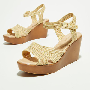 Quartier Latin - Sandales compensées en Raphia naturelles - Talon 5 cm 41