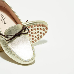 Flavio Création - Mocassins en Velours de Cuir Mariela dorés 36