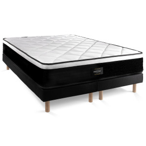 Prestige Literie - Ensemble Suite Matelas Ressorts ensachés à mémoire de forme 5 zones & 2 Sommiers noir - 2x80x200 cm OS
