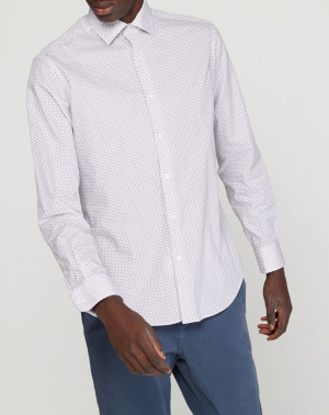 Arrow - Chemise Regular Fit Dessin Géometrique blanc/rouge 38