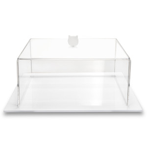 Iplex - Porte-gâteau petit format bon ton transparent/blanc - 25.5x25.5x11 cm OS
