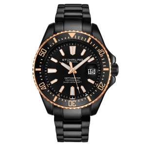 Stuhrling - Montre Homme en Acier Quartz  Aquadiver noire OS