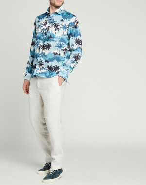 Hartford - Chemise regular Paul palmiers bleu marine/bleu S