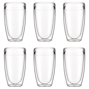 Bodum - 6 Gobelets double paroi incassable et réutilisable Pavina Outdoor transparents - 0.45 L OS