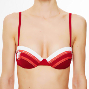 La Perla - Haut de maillot de bain Corniche rouge/blanc T.40/B