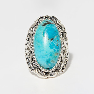 Amazonia - Bague Oztoc en Argent massif & Turquoise 10.2 ct 48