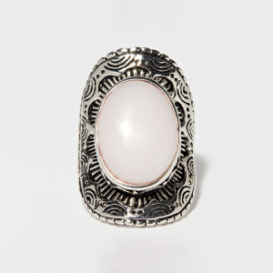 Amazonia - Bague Quiahuitl en Argent massif & Opale rose 5.8 ct 50