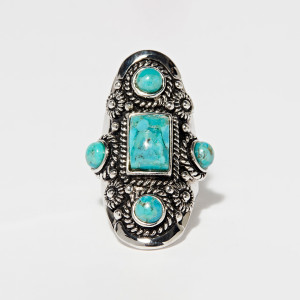 Amazonia - Bague Xochipilli en Argent massif & Turquoise 4.5 ct 52