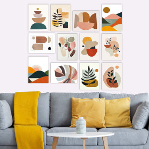 Wallity - 12 Tableaux décoratifs Abstrait multicolores - 20x15 cm OS