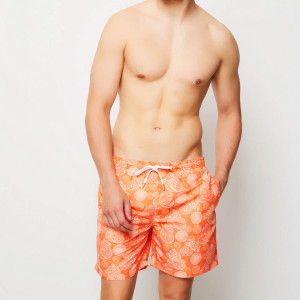 Flavio Swimwear - Short de bain Corail orange/blanc S