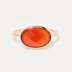 Moonstone - Bague Noelie Agate rouge en laiton doré 50