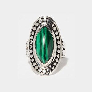 Amazonia - Bague Homshuk en Argent massif & Malachite 5.4 ct 54