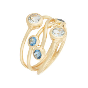 Moonstone - Bague Pampa Topaze bleue & Iolite en laiton doré 48