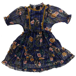 Scotch & Soda - Robe à volants bleu/marron 12 A