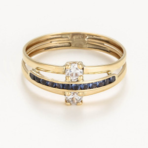 Instant d'Or - Bague Dulce Zircone bleu/blanc or jaune T.60