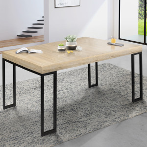 Idomya - Table extensible 6 personnes memphis marron/noir - 140x90x75 cm OS