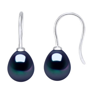 Mitzuko - Boucles d'oreilles Or Blanc & Perles de Tahiti noires OS