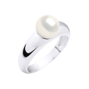 Mitzuko - Bague Prestige Argent & Perle d'Eau Douce blanche T.62