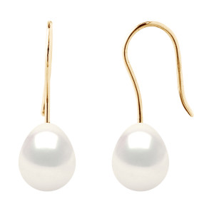Mitzuko - Boucles d'oreilles Or Jaune & Perles d'Eau Douce blanches OS