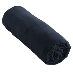 L'Effet Papillon - Drap housse  Gaze de Coton Gaïa bleu foncé 180x200 cm