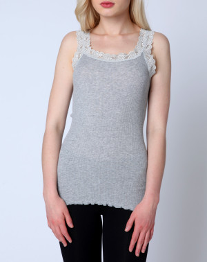 Mare - Top en Coton dentelle gris T.S/M