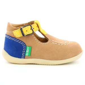 Kickers - Salomés en Velours de Cuir Bonbek-2 beige/jaune/marine 19