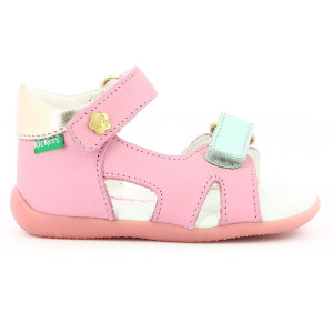 Kickers - Sandales en Cuir Binsia-2 rose/doré/bleu 18