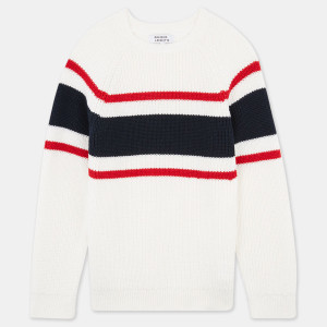 Galeries Lafayette & Kids - Pull en Maille de Coton bio Farine rayé écru 8 A