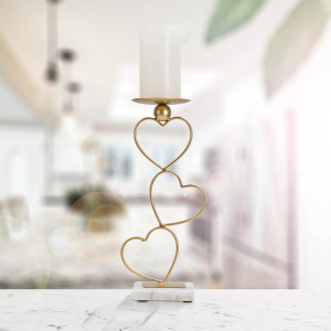 Mauro Ferretti - Bougeoir en métal hearts doré/blanc - 14.5x10x32.5 cm OS