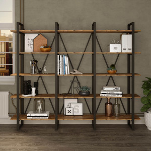 Wooden Art - Bibliothèque ML4 marron - 219.6x34x180 cm OS
