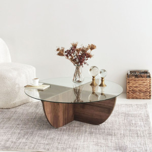 Wooden Art - Table basse Lily marron - 90x30 cm OS