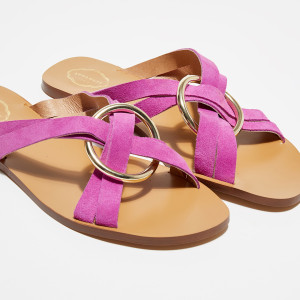 Apologie - Mules en Velours de Cuir Scorpio rose fuschia 38