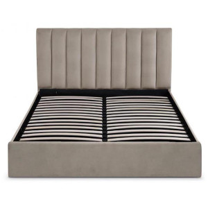 Menzzo - Lit Coffre Songe + Sommier Velours taupe - 160x200 cm 160x200 cm