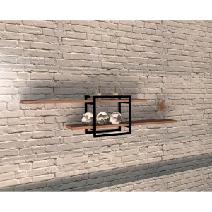 Wooden Art - Etagère murale mone noyer - 120x30x18 cm OS