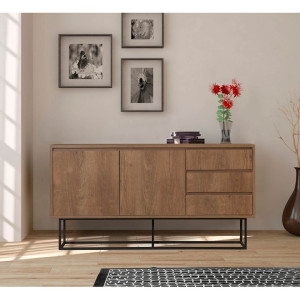 Wooden Art - Buffet Ruba noyer/noir - 140x72x36 cm OS