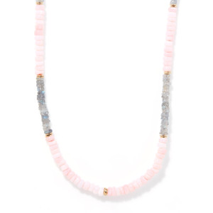 Amazonia - Collier Nahuatl en Labradorite & Opale rose OS