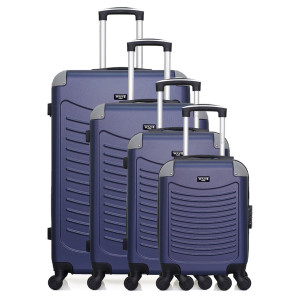 Wave Paris - 4 Valises 4 roues simples Congo-M 75/65/55/46 cm bleu marine OS
