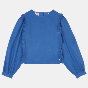 Scotch & Soda - Blouse fluide unie à volants bleu 16 A