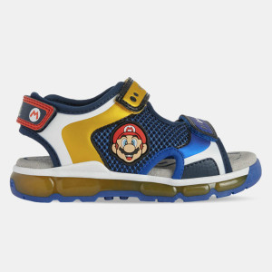 Geox - Sandales Android Mario à scratchs bleu/jaune/rouge 24