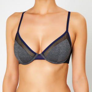 Huit - Soutien-gorge avec armatures Sporty gris/bleu marine T.90E