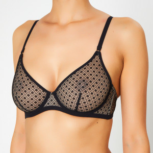 Huit - Soutien-gorge avec armatures en Soie mélangée Rendez-vous noir 85 D