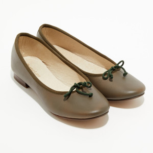 Quartier Latin - Ballerines en Cuir Jeanne kaki 36