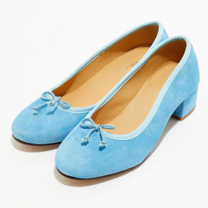 Quartier Latin - Ballerines trotters en Velours de Cuir Diane bleues - Talon 4 cm 37