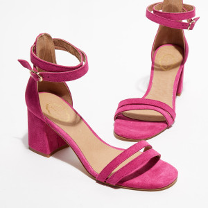 Apologie - Sandales en Velours de Cuir Nicole fuchsia - Talon 7 cm 41