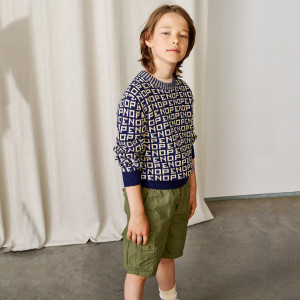 Bellerose - Pull en Maille de coton mélangé Gelop imprimé bleu foncé 18 A