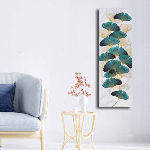 Wallity - Peinture sur toile doré/vert/beige/beige - 30x90 cm OS