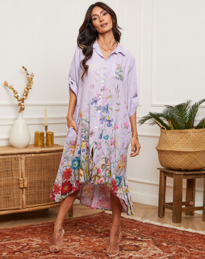 La Bohème - Robe en Lin mélangé Faroudja parme M