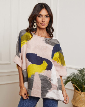 Joséfine - Blouse 100% Lin Krik rose S