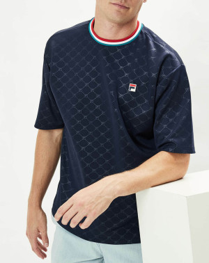 Fila - T-Shirt Pluto logo all-over bleu foncé XS