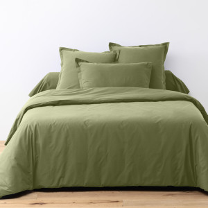 Blanc Passion - Parure housse de couette unie vert verveine 240x220 cm